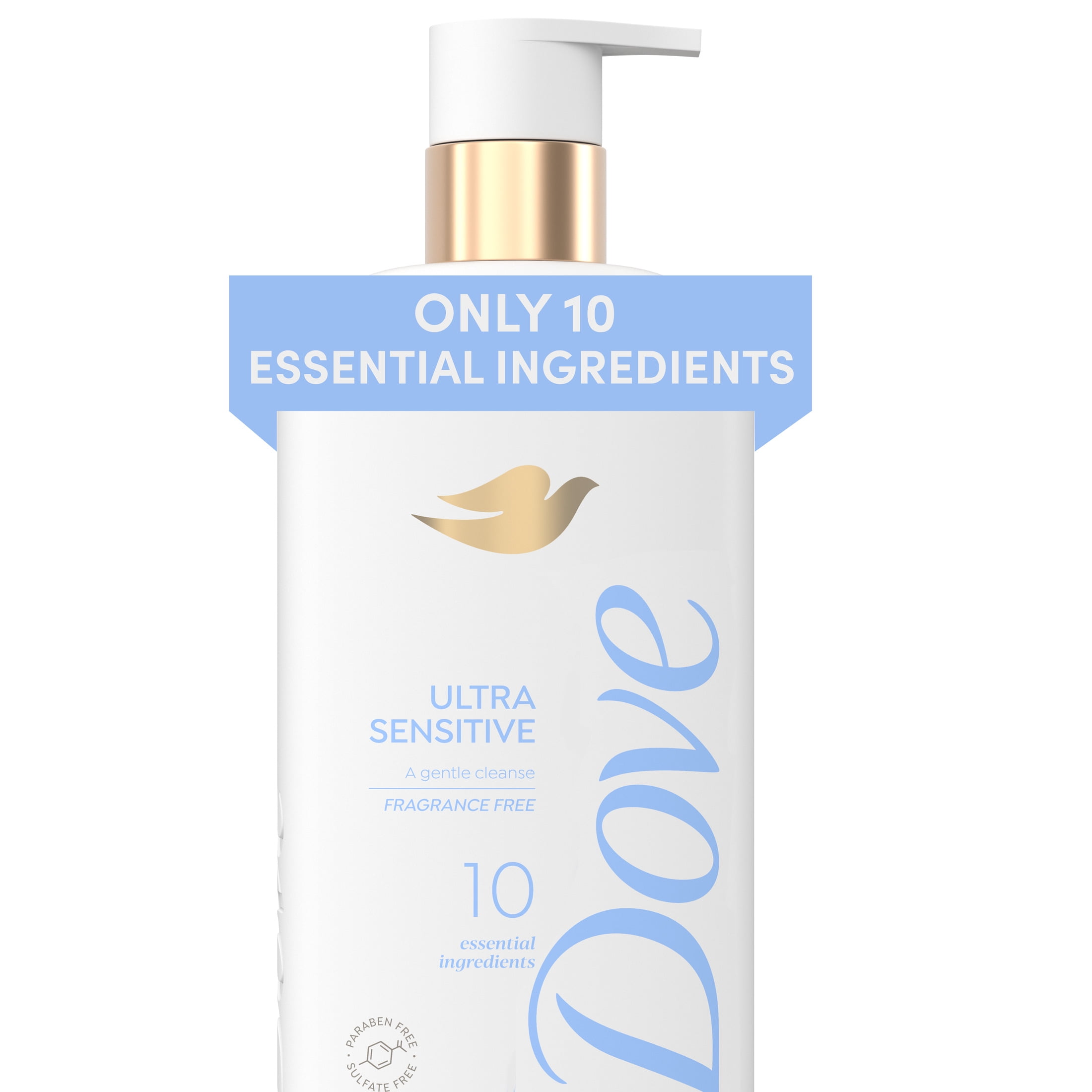 Dove Ultra Gentle Women's Liquid Body Wash Unscented 10 Essential Ingredients All Skin Type, 18.5 oz