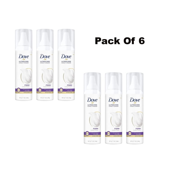 6 X Dove Ultracare Conditioner Foam for Fine, Flat Hair Weightless Volume 7 oz
