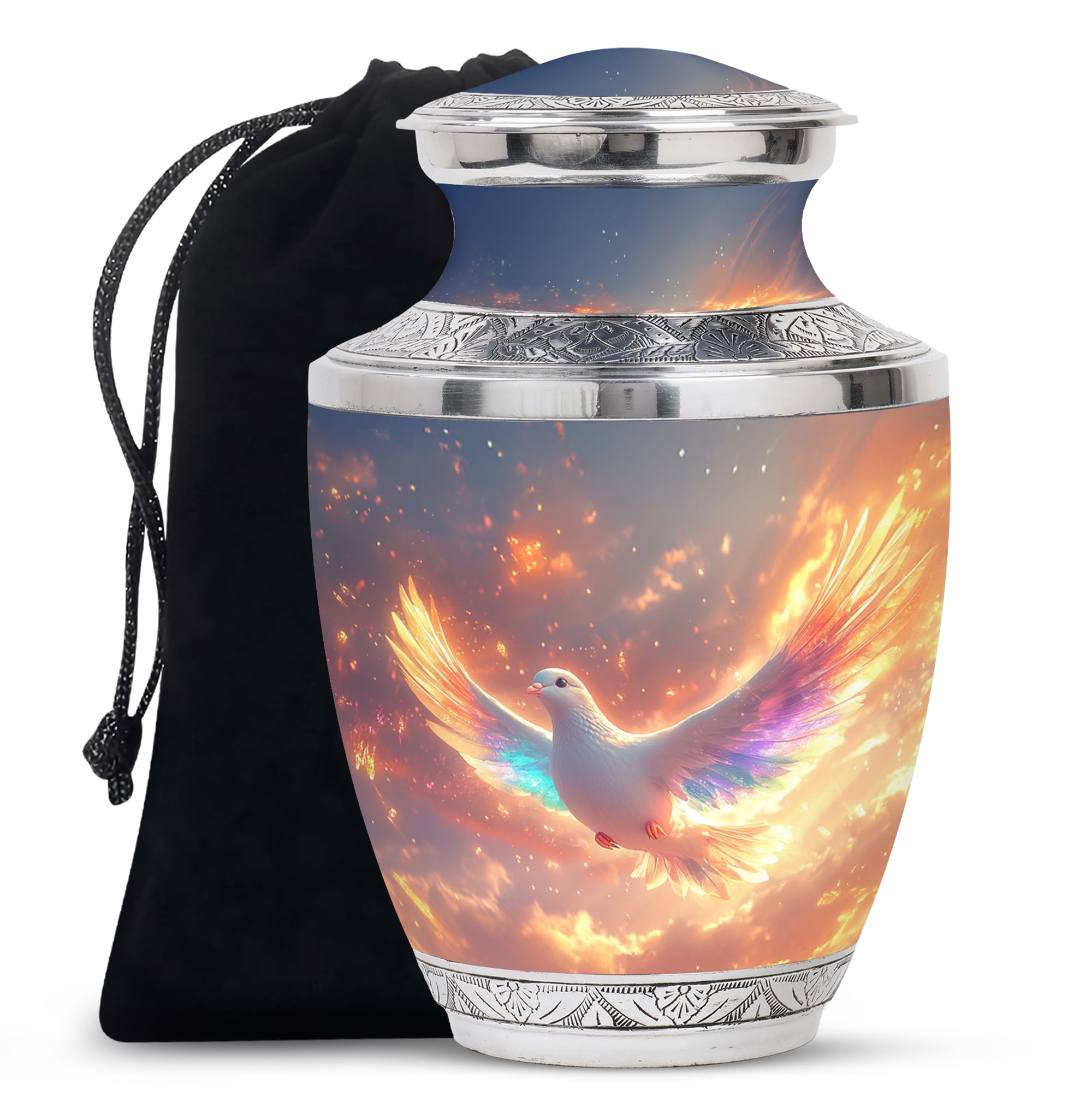 Pearl White Teardrop Heart Urn For Ashes – Adult Cremation Urn, 2.5 Liter Capacity, Stain-Resistant, For Home, Burial, Or Columbarium