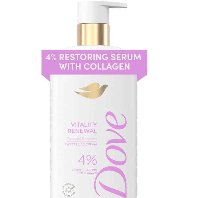 Dove Vitality Renewal Firming Body Wash 4% Restoring Serum with Collagen All Skin Type, 18.5 oz - 5 Pack