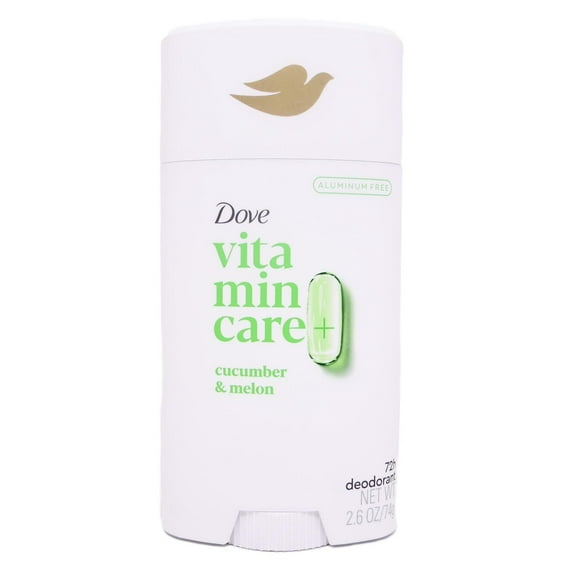 Dove VitaminCare+ Aluminum Free Deodorant Stick Cucumber & Melon for 72H Odor Protection Breathable Deodorant for Women 2.6 oz