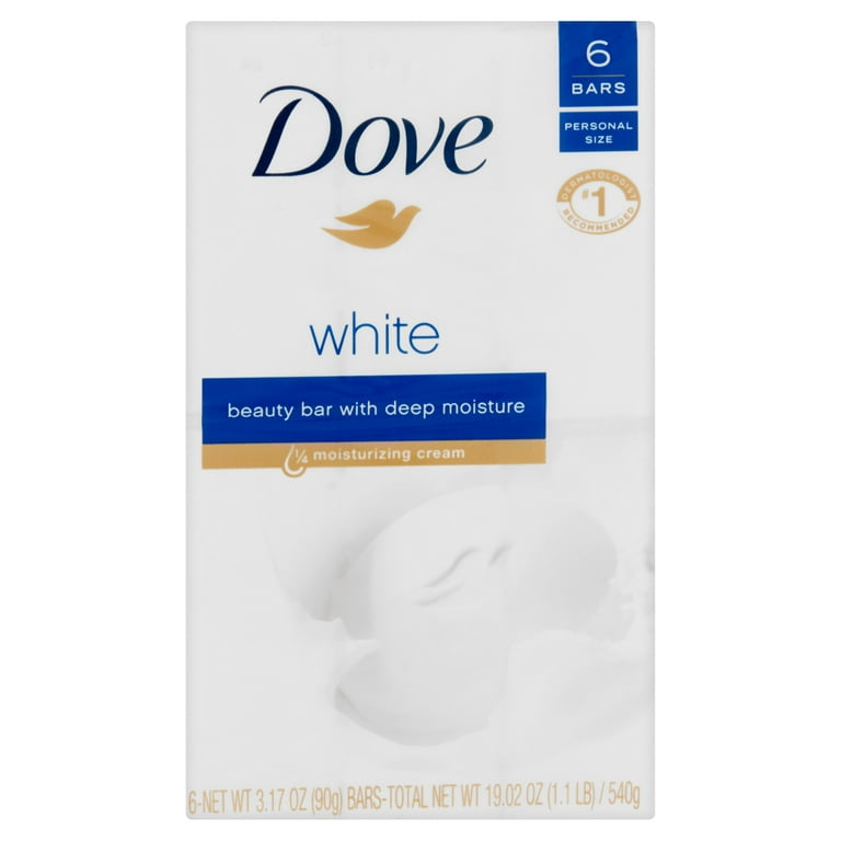 Dove White Beauty Bar, 3.15 oz, 6 Bars, Moisturizing Care for