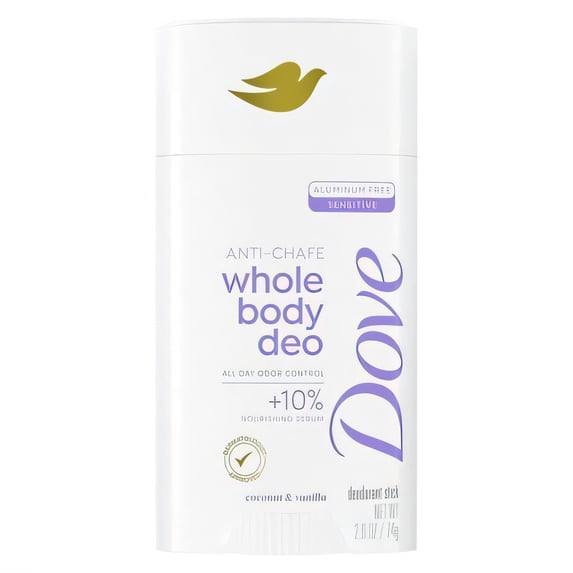Dove Whole Body Deo Anti-chafe Deodorant Stick Coconut & Vanilla Aluminum Free