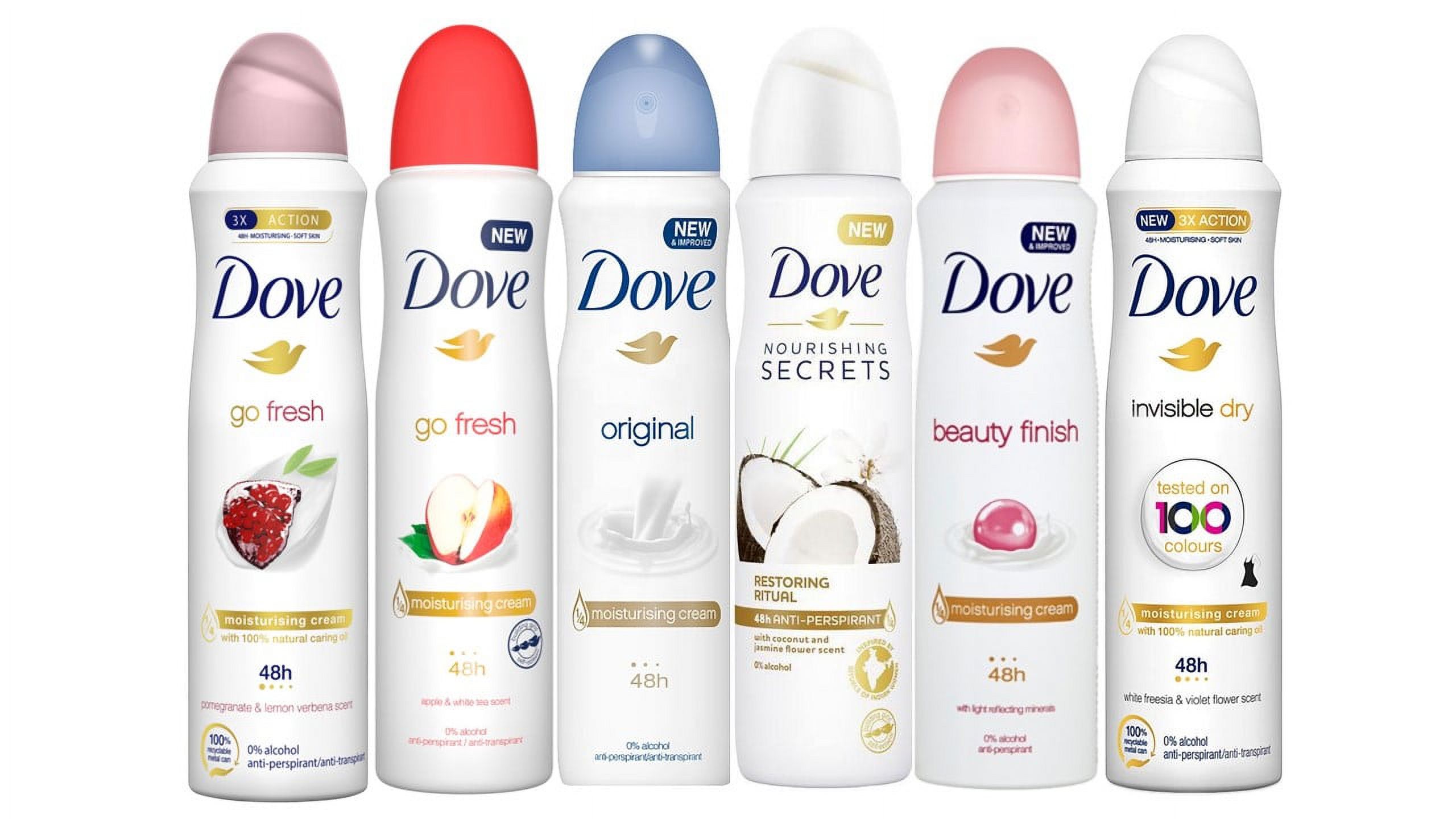 Dove Women Antiperspirant Deodorant Spray Mixed Scents, Alcohol Free, Pack of 6, Each 150 ml (5.07 oz) - image 1 of 8
