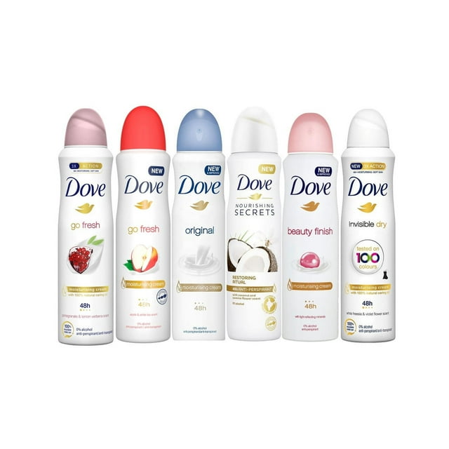 Dove Women Antiperspirant Deodorant Spray Mixed Scents, Alcohol Free, Pack of 6, Each 150 ml (5.07 oz)
