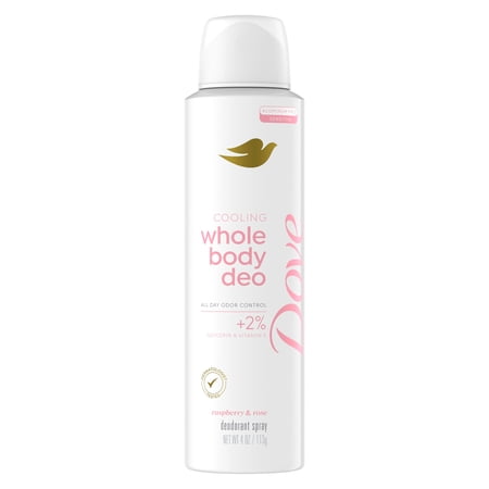 Dove Whole Body Deodorant Cooling Spray Raspberry & Rose Aluminum Free ,4 oz