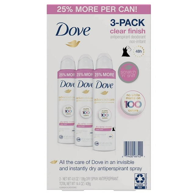 Dove Women’s Invisible Dry Spray Antiperspirant Deodorant (4.8 oz., 3 pk.)