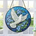 thumbnail image 1 of Dove and Forget Me Not Glass Suncatcher, Peaceful Bird Decor, Peaceful Memorial Gift, Religious Home Decor, Bird Lover Gifts, 1 of 7
