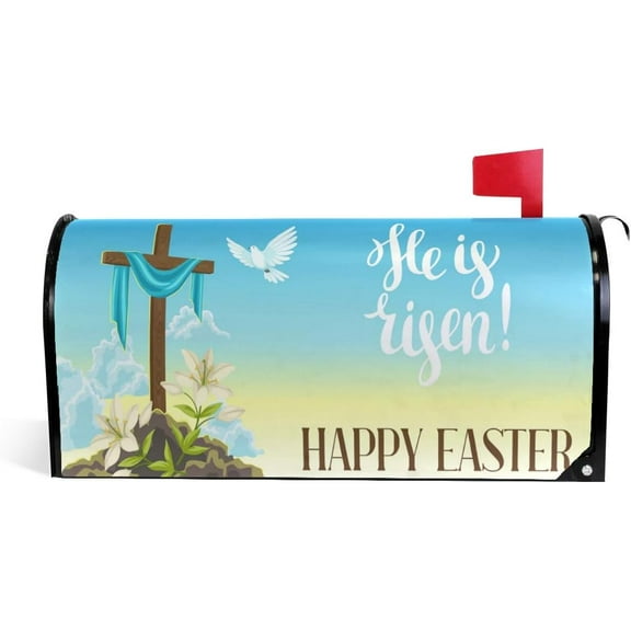 Dove and Spring Lily Flowers Happy Easter Magnetic Mailbox Cover MailWraps Garden Yard Home Decor for Outside Standard Size-18"x 20.8"