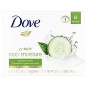 Dove Cool Moisturizing Women's Beauty Bar Soap, Cucumber & Green Tea, 3.75 oz (8 Bars)