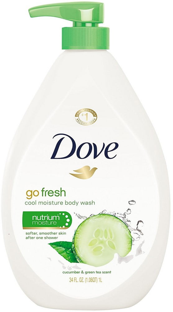 Dove go fresh Cool Moisture Body Wash, Cucumber & Green Tea 34 oz (Pack of 2)