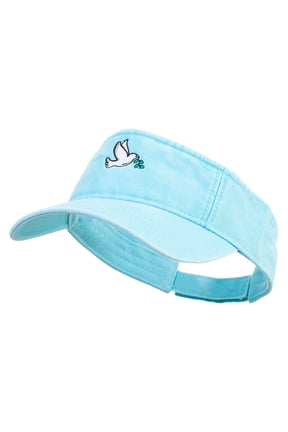 Dove of Peace Embroidered Washed Pigment Dyed Cotton Twill Visor - Aqua OSFM