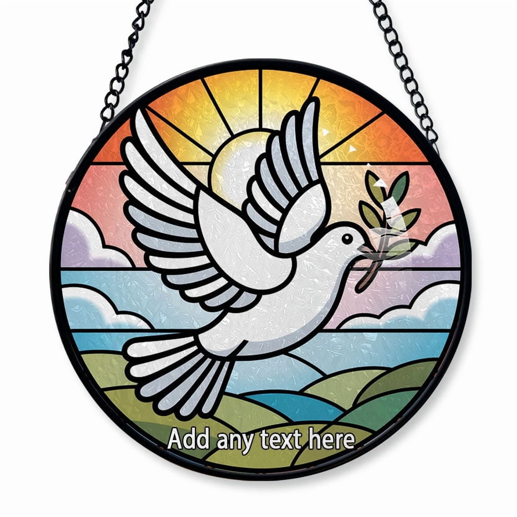 Dove of Peace Stained Glass Suncatcher Window Hanging – Custom Text ...