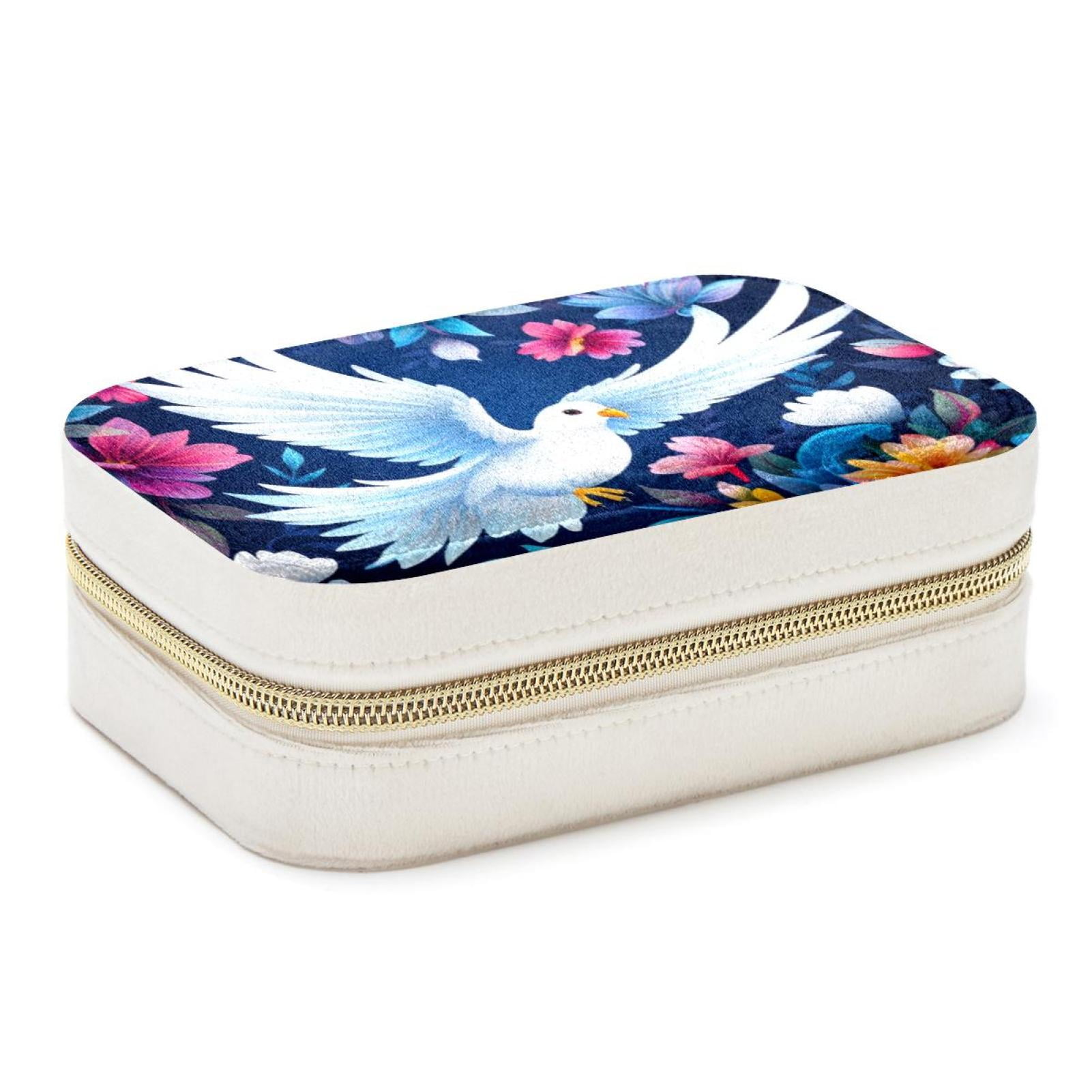 Dove of Peace Velvet Portable Decorative Box with Removable Compartment ...