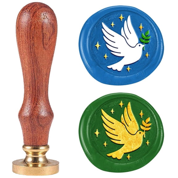 Dove of Peace Wax Seal Stamp Vintage Pigeon Sealing Stamps 1" Removable Brass Head Seal Stamp with Wooden Handle for DIY handcrafting