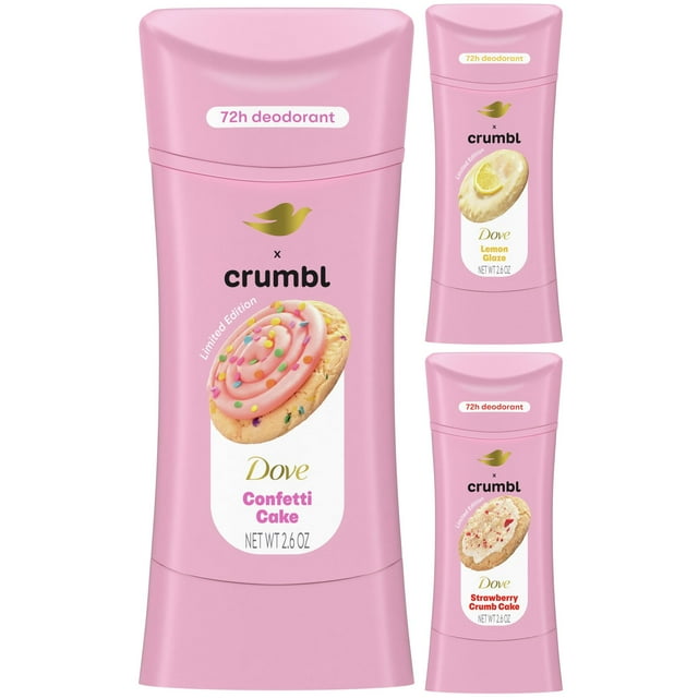 Dove x Crumbl Deodorant Variety Pack - Funfetti Birthday Cookie, Lemon