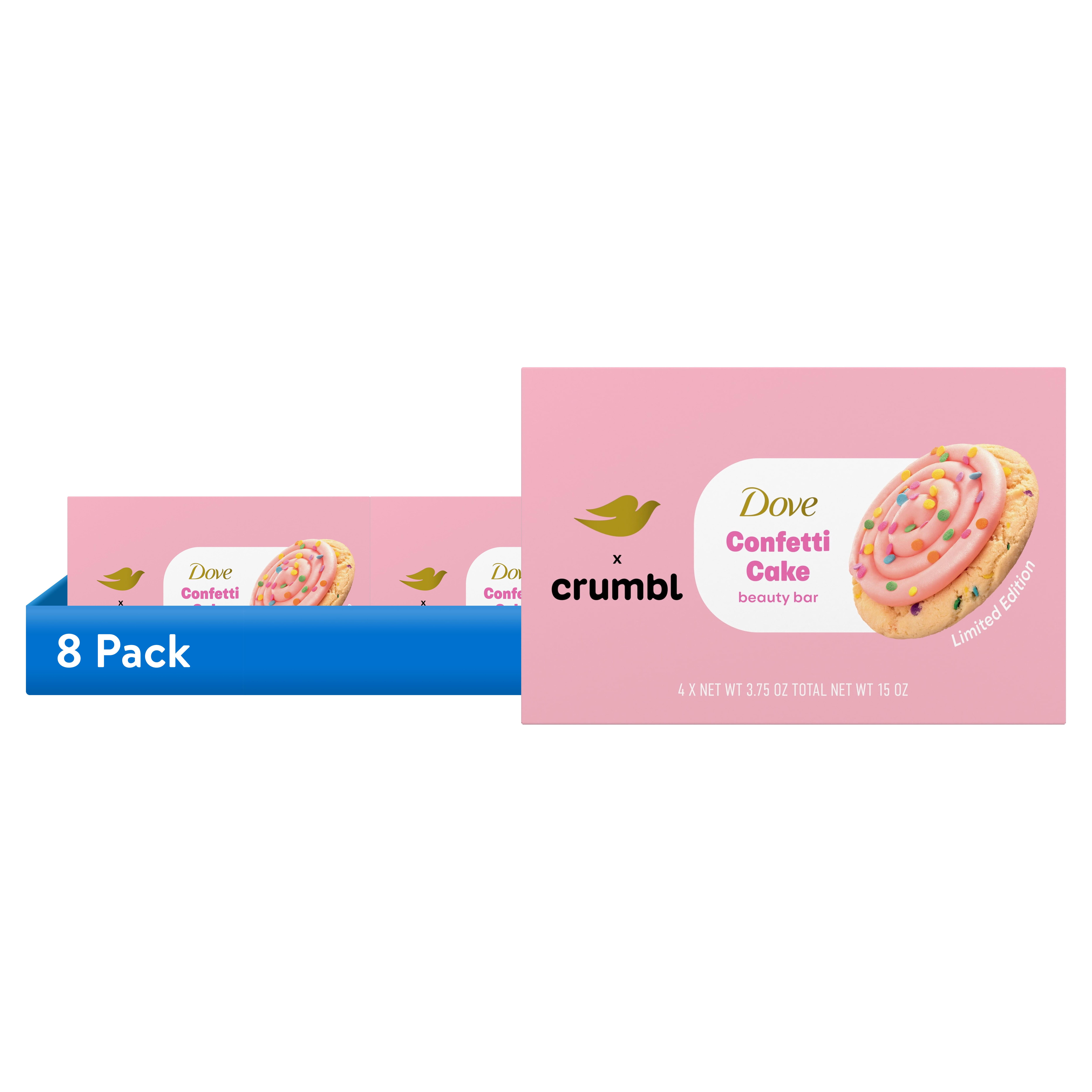(8 pack) Dove & Crumbl Limited Edition Beauty Bar Confetti Cake 15 OZ 4 Bars