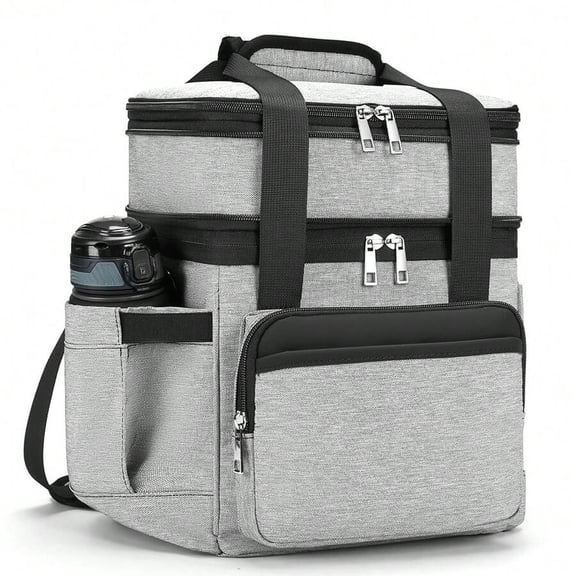DoveGray15L Insulated Double-Deck Lunch Bag 15L Leakproof Soft Cooler Tote for Work, Picnic & Outdoor Use