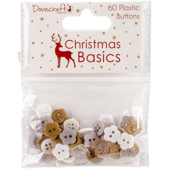 Dovecraft Christmas Basics Plastic Buttons 60/pkg-