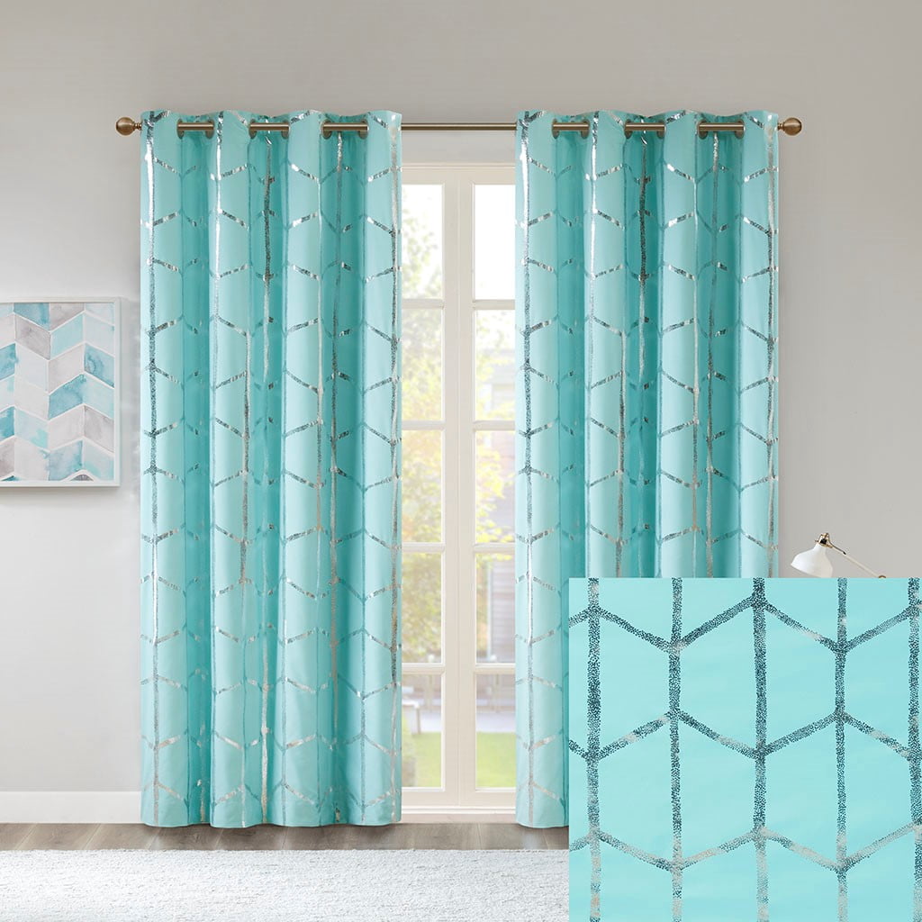 MAYEERTY 1 Pc Panel Total Blackout Metallic Print Grommet Top Curtain Panel