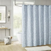 Dovelina 100% Cotton Floral Shower Curtain, Machine-Washable, Blue