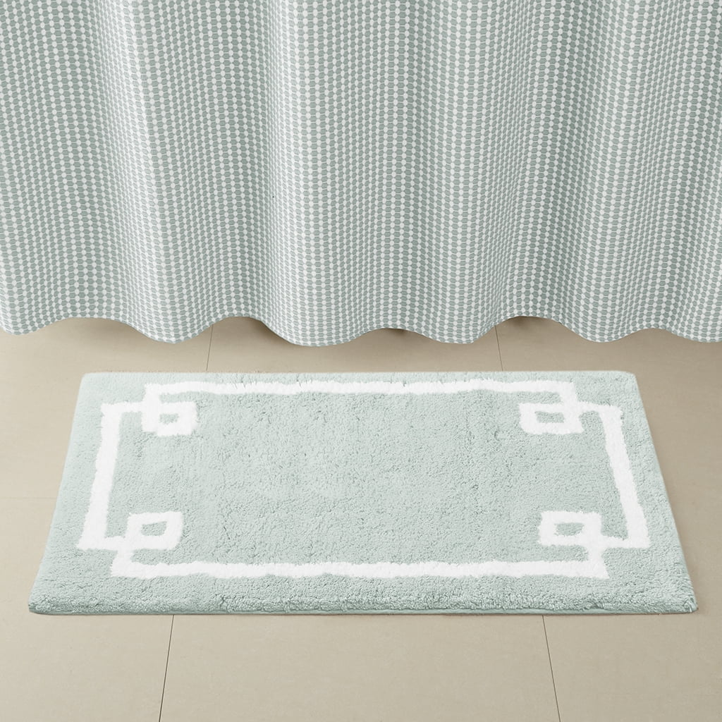 MAYEERTY 100% Medium Pile Cotton Tufted Bath Rug, Seafoam, 20"W x 30"L
