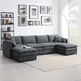 thumbnail image 1 of MAYEERTY 136" Chenille Modular Sectional Sofa - U-Shaped Wide Seat with Double Cushions/Movable Ottomans, 6-Seat for Living Room, 3 Colors, 1 of 19