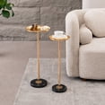 thumbnail image 1 of MAYEERTY 2 Pcs Adjustable Side Table, Small Tea Martini Table, Gold, Natural Marble Decorative Pedestal End Table for Display and Storage, 1 of 8