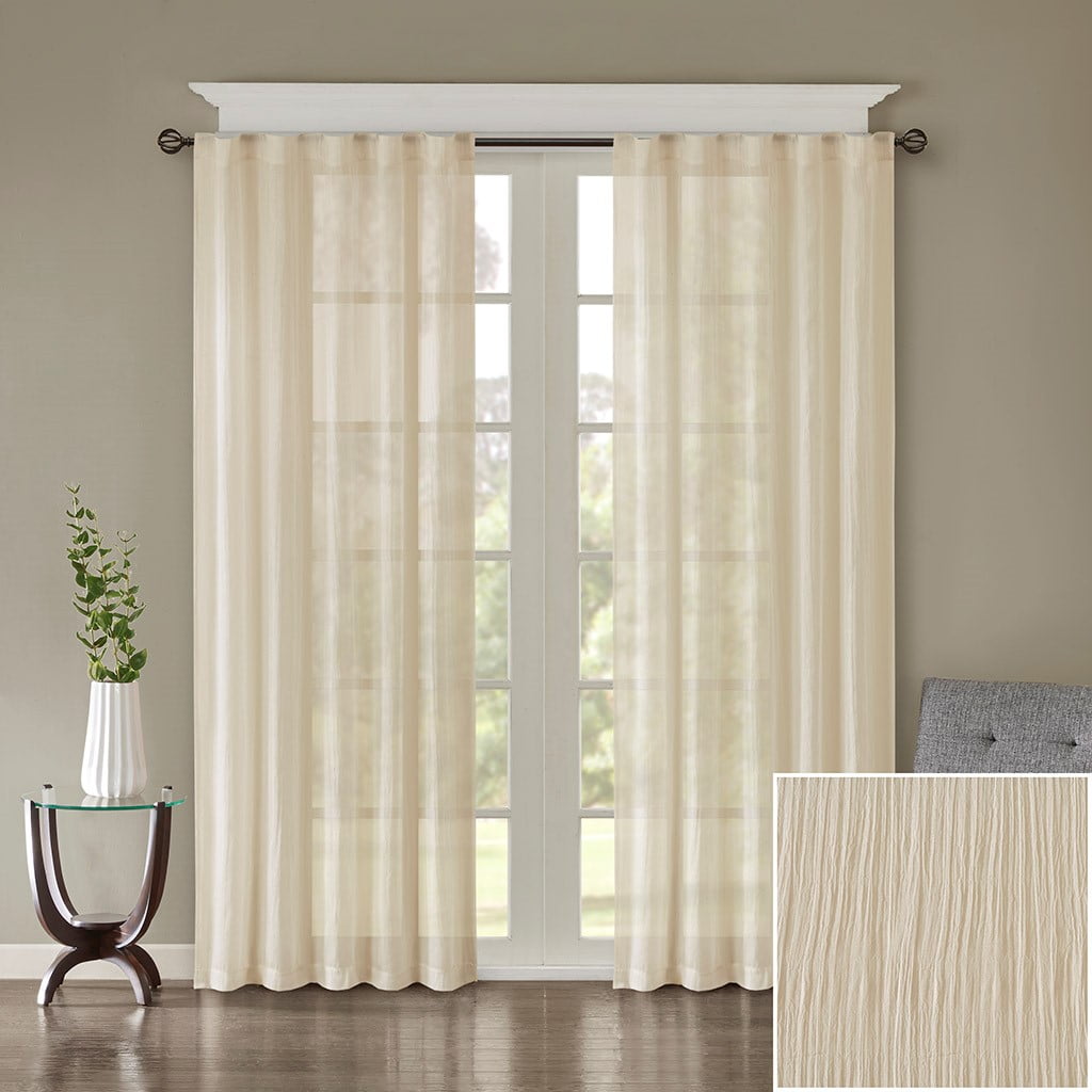MAYEERTY 2 Pcs Solid Crushed Curtain Panel Pair