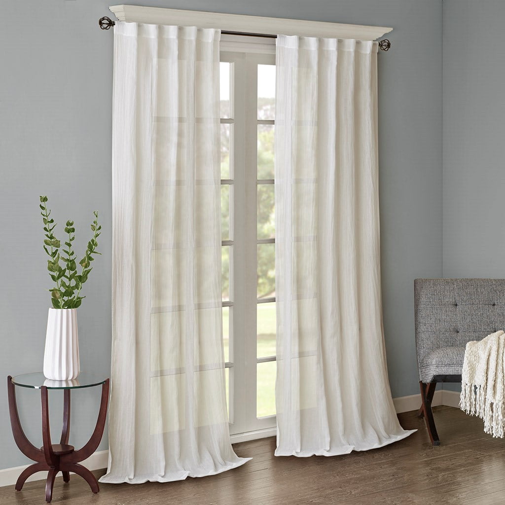 MAYEERTY 2 Pcs Solid Crushed Curtain Panel Pair