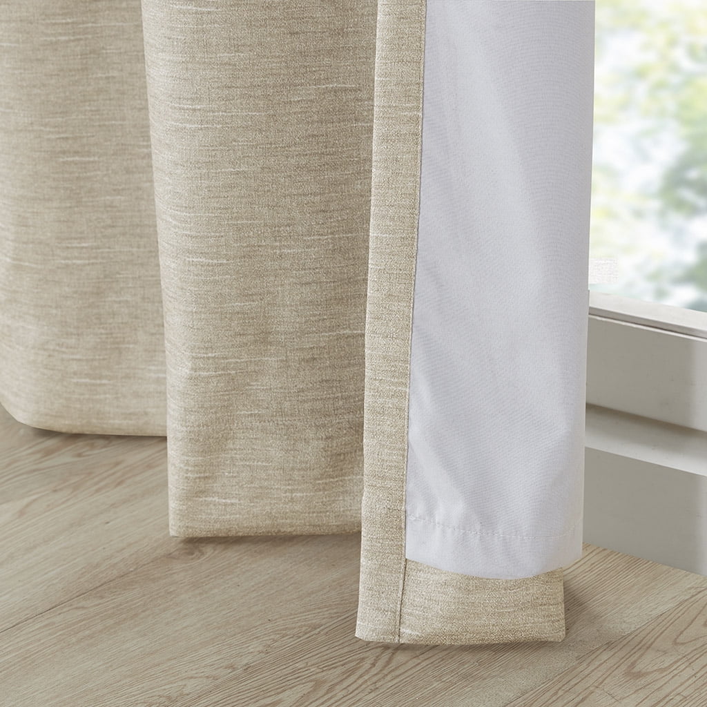 MAYEERTY 2-Pc Tonal Printed Faux Silk Curtain Pair - Total Blackout