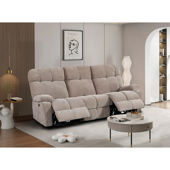Dovelina 2 Seater Power Reclining Sofa with Faux Leather Fabric and Thick Sponge Seat