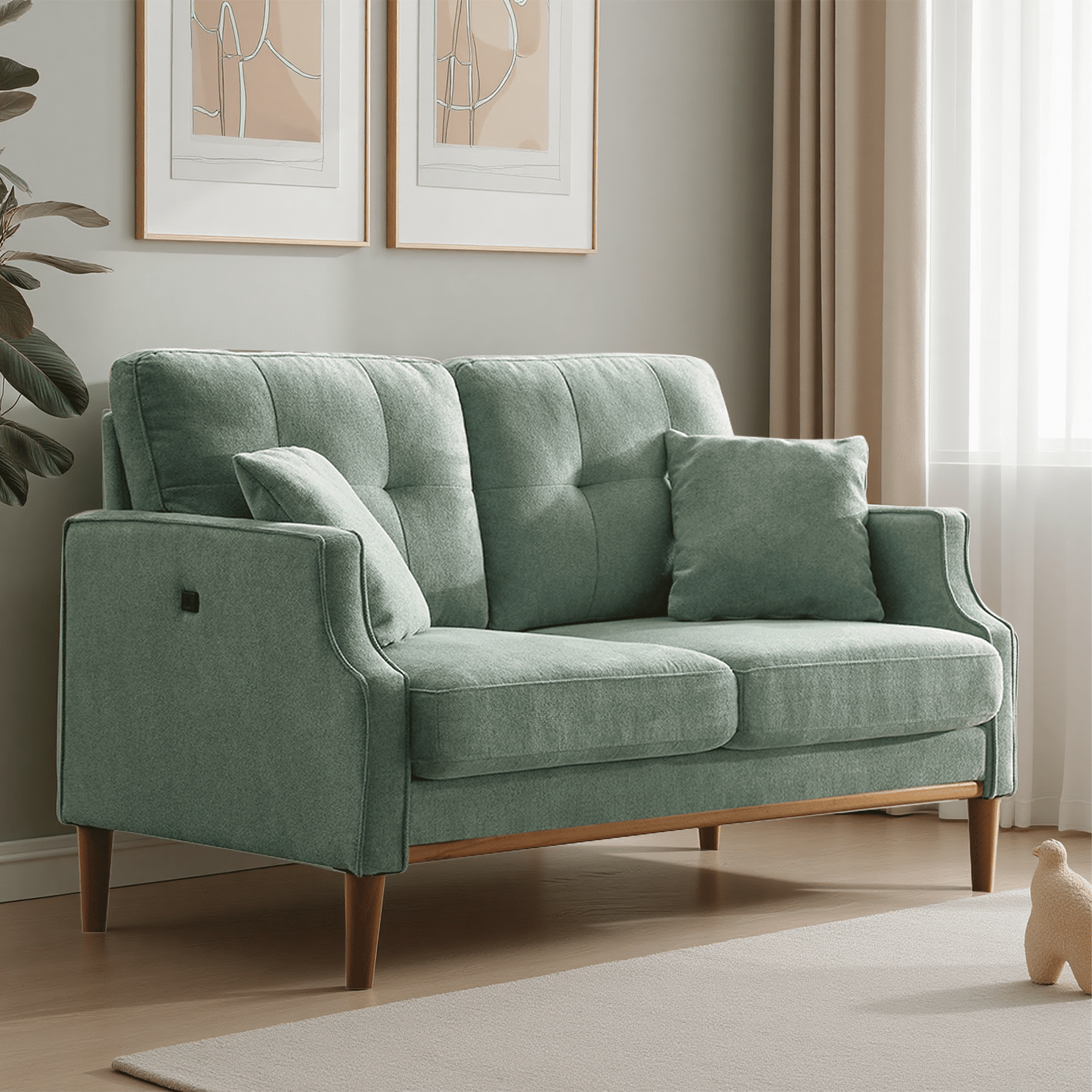 MAYEERTY 2-seater Modern Sofa, Wide Armrests and Deep Seat for Living Room Lounge Office, Baby Blue