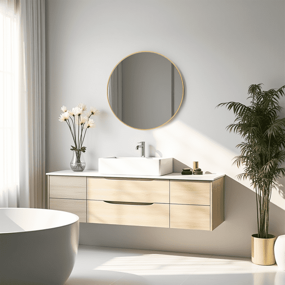 MAYEERTY 20in Gold Round Wall Mirror Bathroom Mirrors, Circle Vanity Mirror