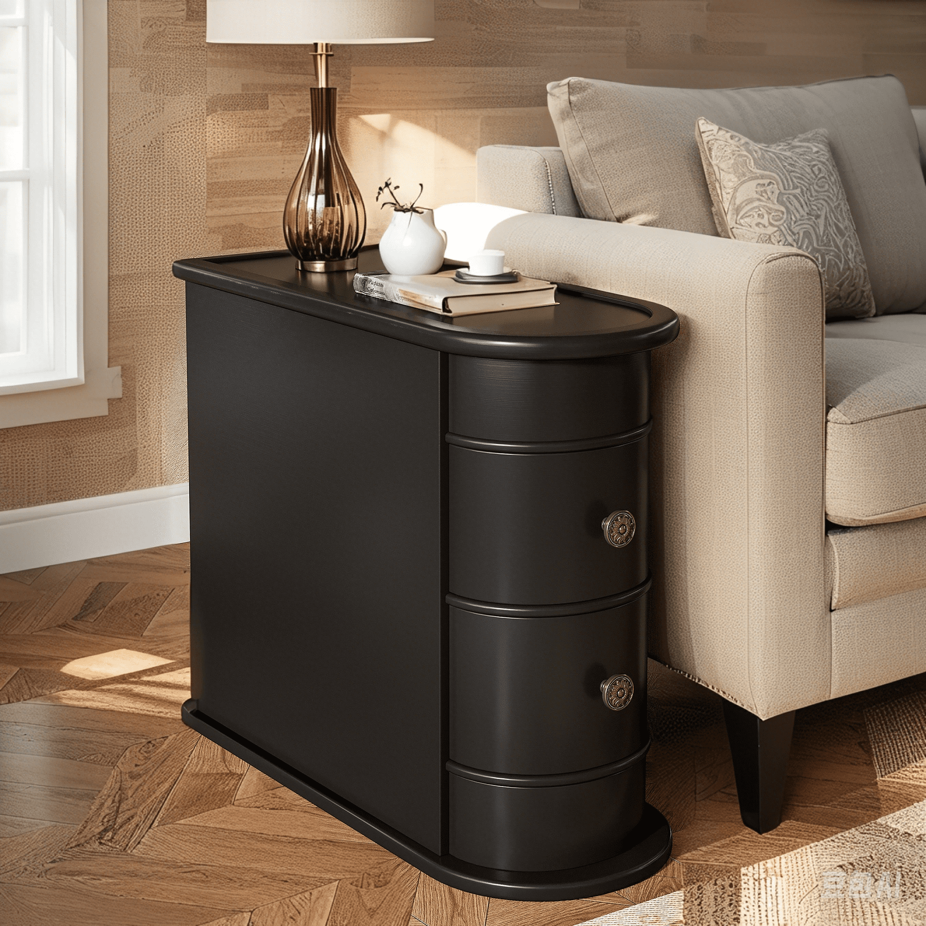 MAYEERTY 23.6" Vintage Narrow Side Table, Waterproof Easy Clean Table for Home Office