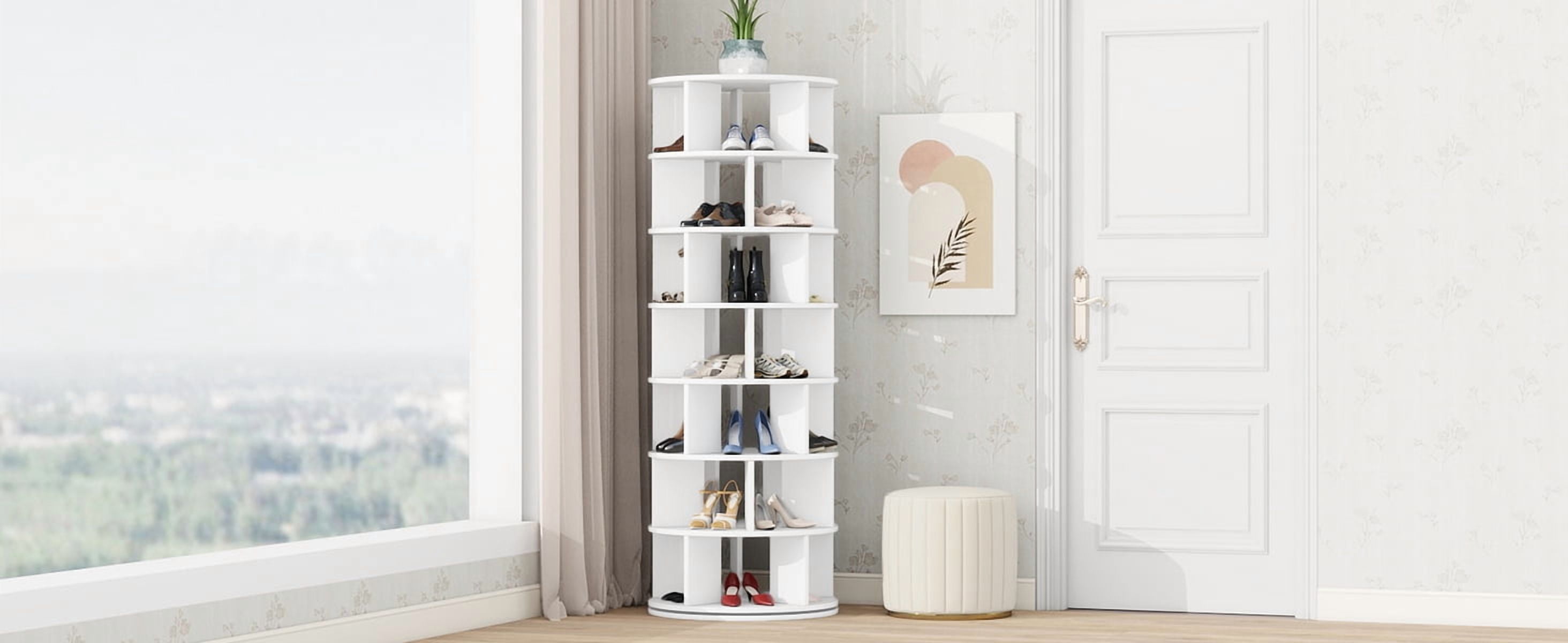 MAYEERTY 23.6'' Rotating Shoe Rack Tower, 7-Tier Spinning Shoe Shelf ...