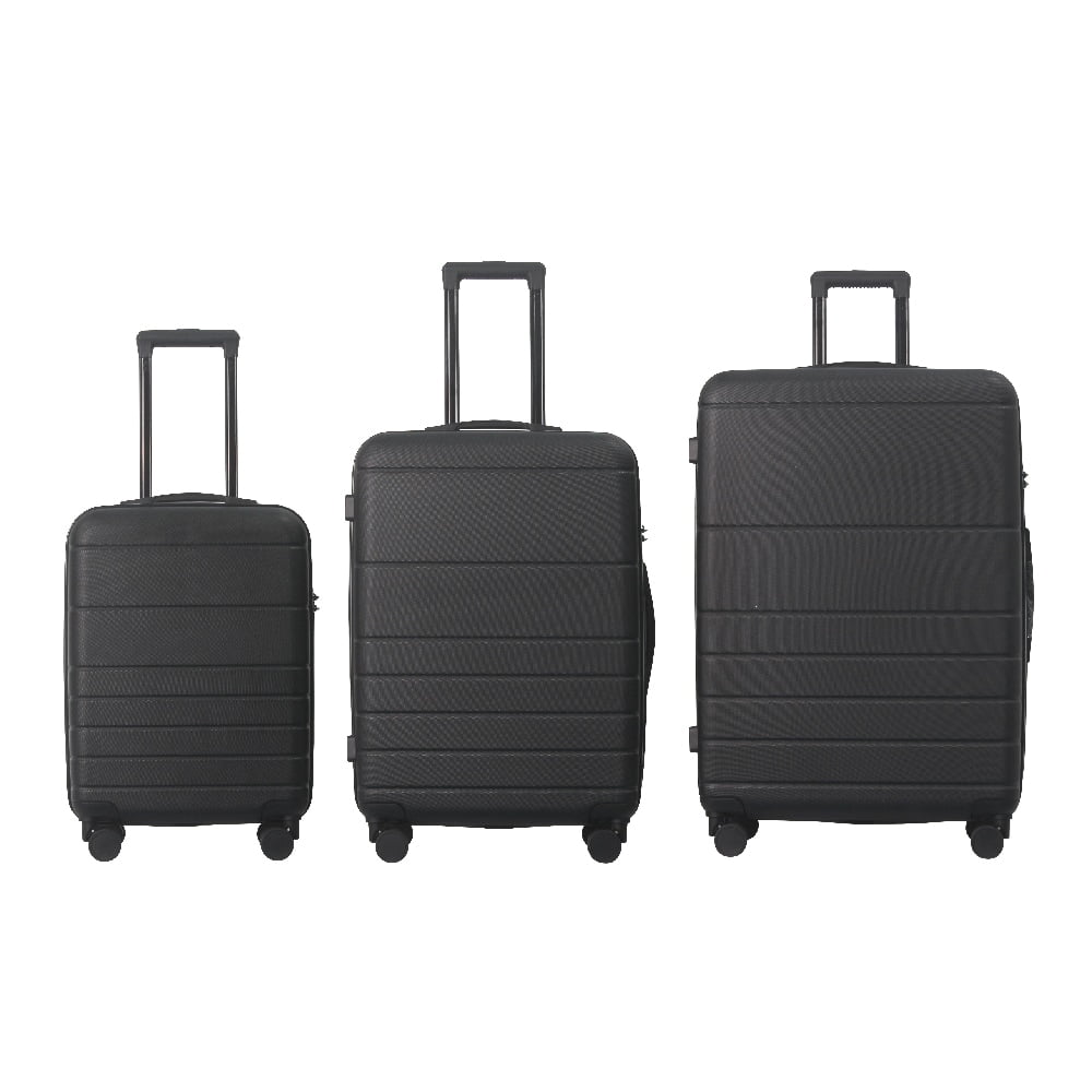MAYEERTY 3-Piece ABS Luggage Set, Spinner Wheels, TSA Lock, Lightweight Suitcase, Black