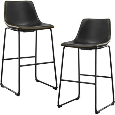 Dovelina 30 Inch Barstools High PU Leather Counter Bar Stool With Back and Footrest Set of 2, Black
