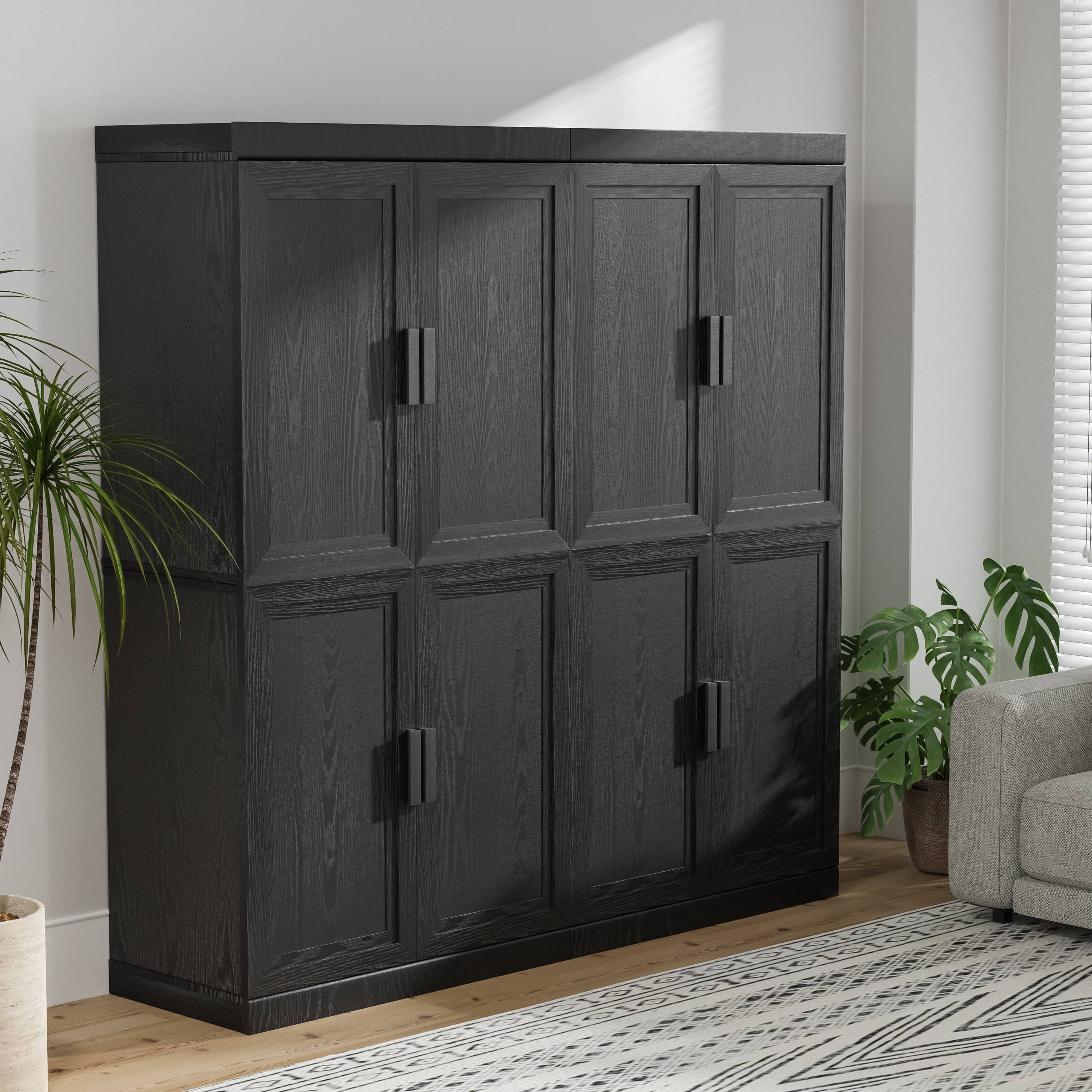 MAYEERTY 31"x31"x16" Storage Cabinet Wood Accent Cabinet for Living Room,Black