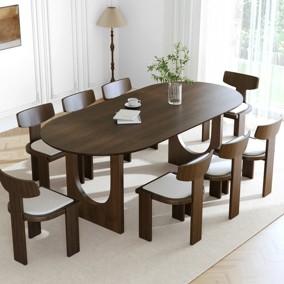 MAYEERTY 31x16 Modern Oval Extendable Dining Table with metal leg,Brown