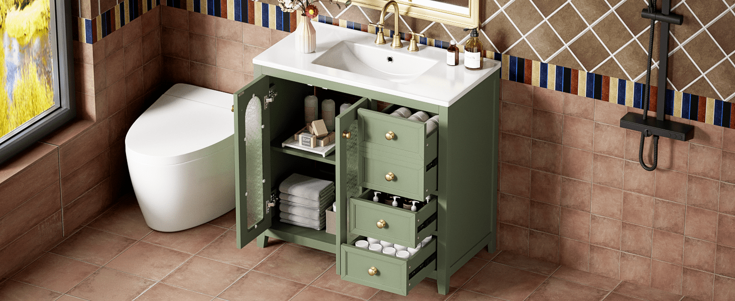 MAYEERTY 36" Bathroom Vanity - Two Soft-Close Doors, Gentle-Close Design for Bathroom Convenience