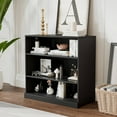 thumbnail image 1 of MAYEERTY 36"x31"x16" Doorless Wood Storage Cabinet Combination Cabinets for Living Room, Black, 1 of 6