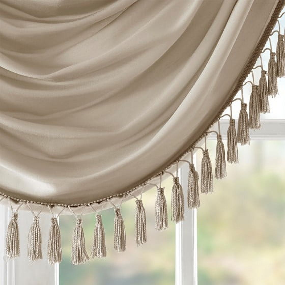 MAYEERTY 38x46" Faux Silk Waterfall Embellished Valance - Champagne