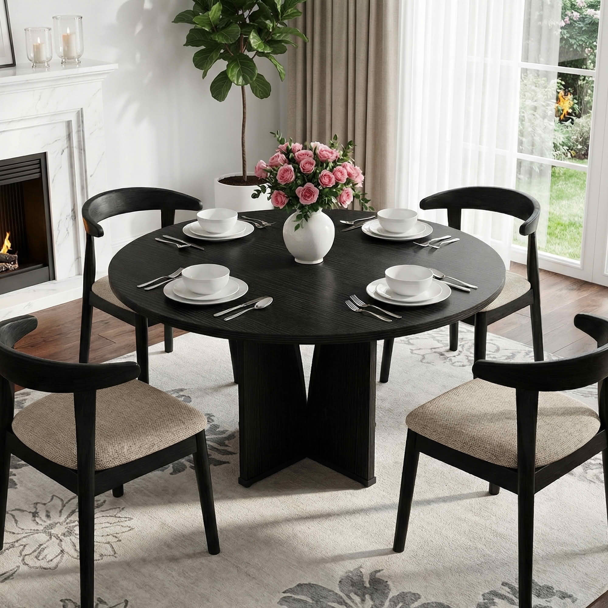 Dovelina 39" Round Dining Table for 4, Modern Kitchen Table, Small Space for Apartment, Dining Nook, Small Kitchen