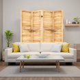 thumbnail image 1 of Dovelina 4 Panel Freestanding Wood Room Divider with Display Shelves, Natural Color, 1 of 7