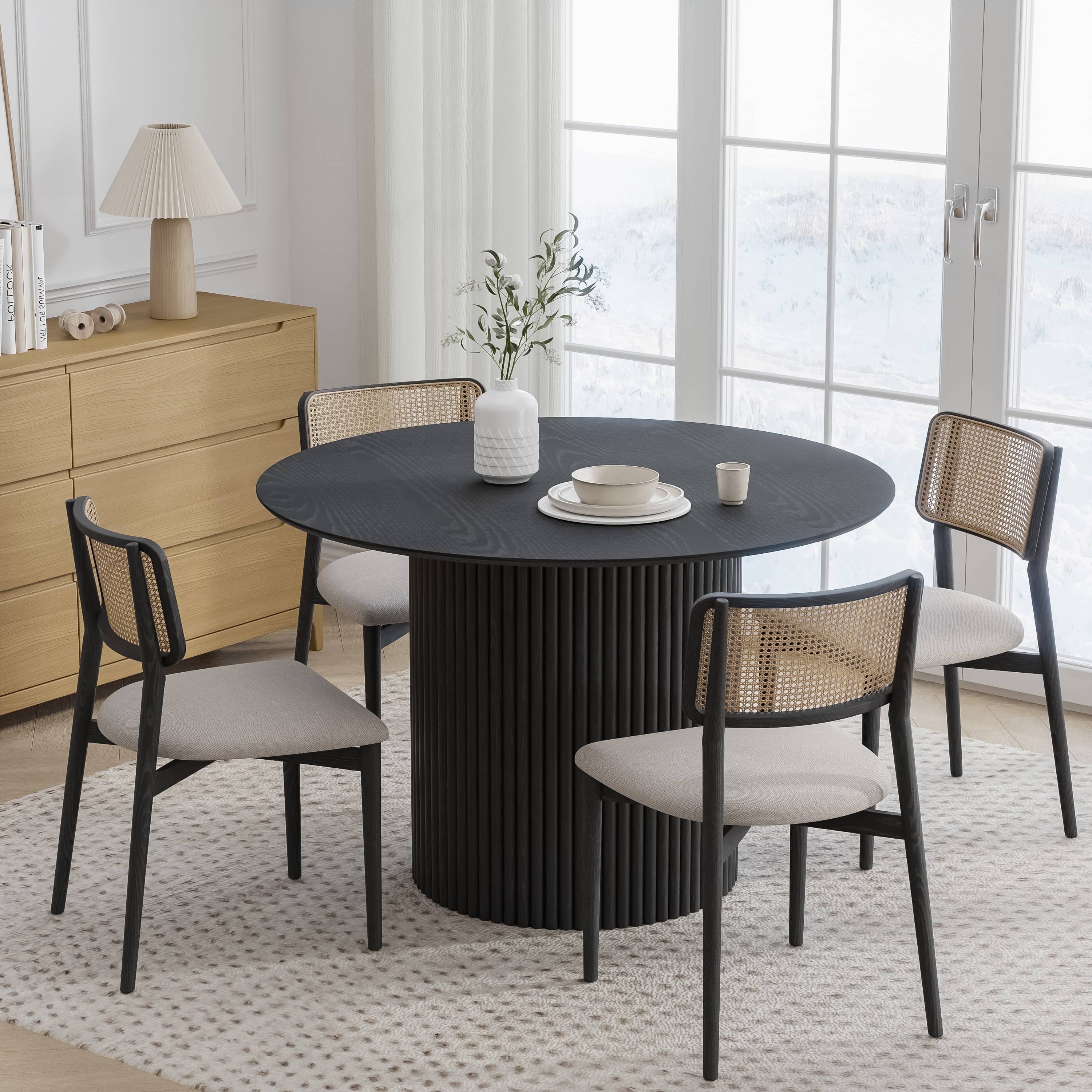 Dovelina 46" Round Dining Table for 4, Mid-Century Modern Wood Kitchen Table for Dining Room ...