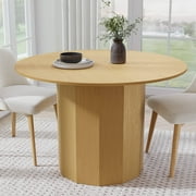Dovelina 46" Wooden Round Table for 4，Mid-Century Kitchen Table for Dining Room Kitchen,Natural Wood