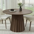 thumbnail image 1 of Dovelina 46" Wooden Round Table for 4，Mid-Century Kitchen Table for Dining Room Kitchen,Walnut, 1 of 9