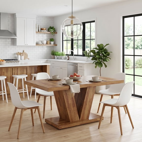 Dovelina 47" Farmhouse Rectangular Dining Table, 4-6 Seater Wooden Kitchen Table for Dining Room, Kitchen, Small Apartment