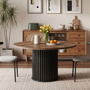 Dovelina 47" Round Dining Table for 4-6, Modern Wood Kitchen Table with Metal Base, for Dining Room, Kitchen, Small Space